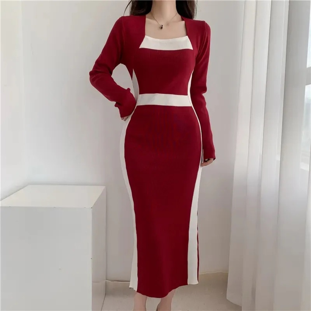 Red and White Colour Block Dress BNIB